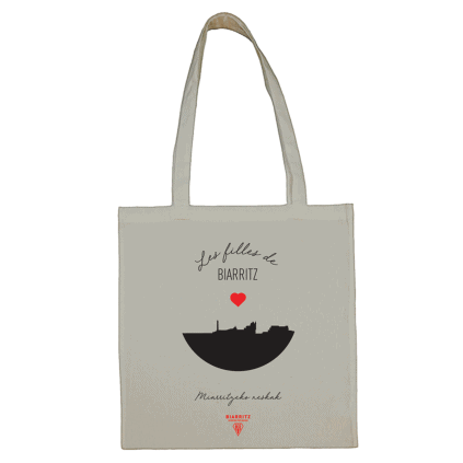 Sac Shopping ECRU Les Filles de Biarritz Logo Rond